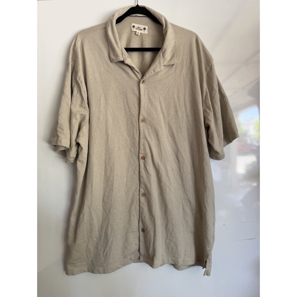 Free Planet Men's Beige Textured Knit Short Sleeve Button-Up Shirt 3X Big & Tall